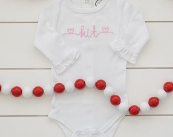 Girl's Valentine Shirt // Girl's Valentine Name Bodysuit