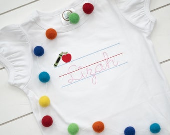 Back to School Name Shirt  // Embroidered Name Shirt