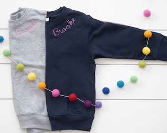 Toddler Monogram Sweatshirt // Youth Embroidered Sweatshirt