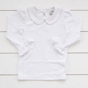 Girl&#39;s Embroidered Collared Shirt // Girl&#39;s Monogram Collared Bodysuit