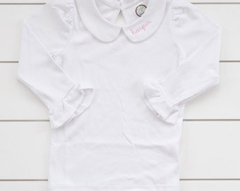 Girl's Embroidered Collared Shirt // Girl's Monogram Collared Bodysuit