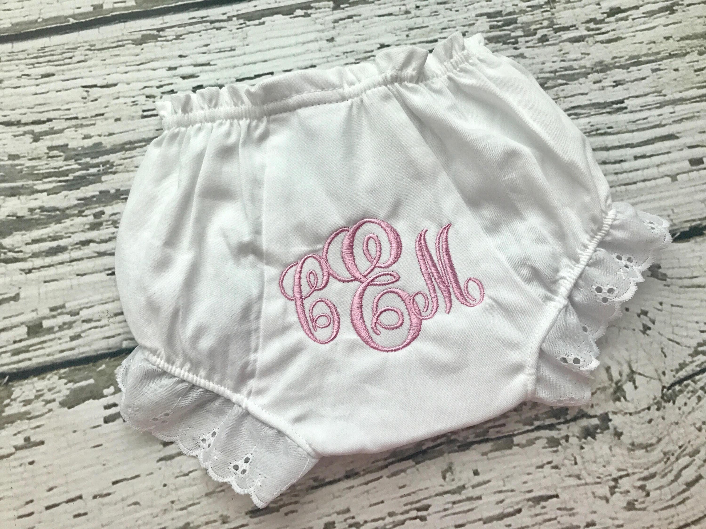 Monogrammed Bloomers // Baby Girl White Bloomers Etsy