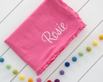 Girls' Monogram Baby Blanket // Embroidered Baby Blanket