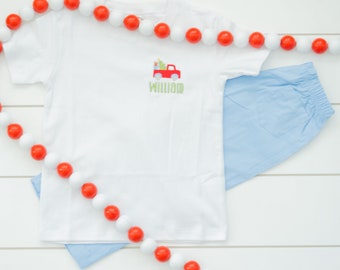 Boy's Christmas Shirt // Embroidered Christmas Shirt