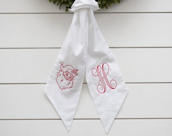 Christmas Wreath Sash // Santa Wreath Bow