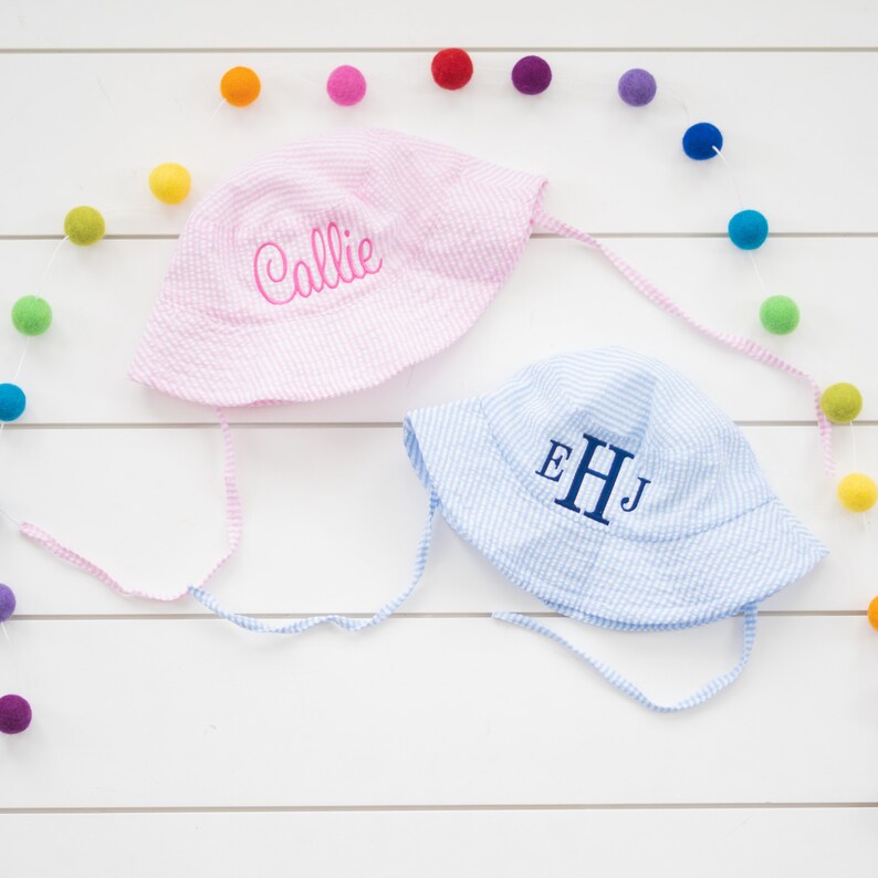 baby sun hat navy seersucker main image 1