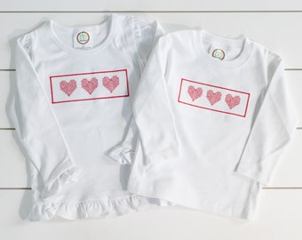 Valentine's Day Shirt // Faux Smocked Heart Bodysuit