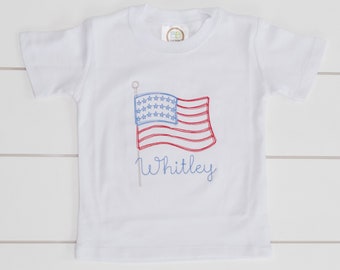 American Flag Shirt // Boys' Embroidered 4th of July Bodysuit