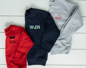 Toddler Monogram Sweatshirt // Youth Embroidered Sweatshirt