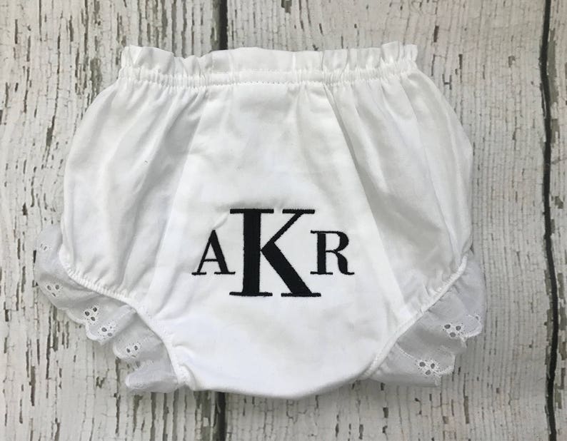 Monogrammed Bloomers // Baby Girl White Bloomers Etsy