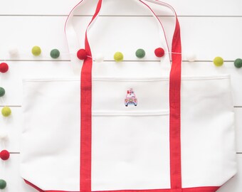 Christmas Tote // Embroidered Christmas Tote