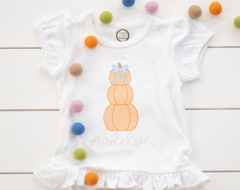 Girl's Personalized Pumpkin Shirt // Girl's Fall Pumpkin Bodysuit