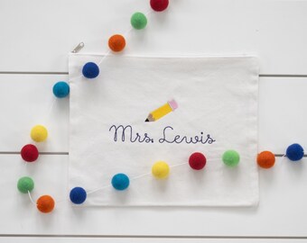 Personalized Teacher Pouch // Personalized Teacher Gift