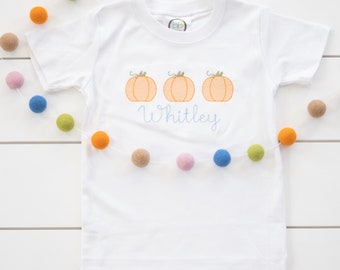 Personalized Pumpkin Trio Shirt // Boy's Fall Pumpkin Bodysuit