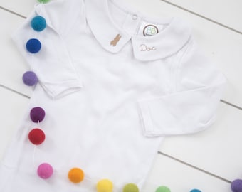 Easter Embroidered Collared Shirt // Holiday Monogram Collared Bodysuit