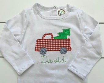 Christmas Truck Bodysuit // Christmas Truck with Tree Shirt // Boy's Christmas Shirt