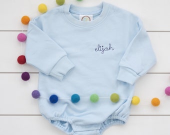 Monogram Sweatshirt Bubble // Baby Embroidered Sweatshirt Romper