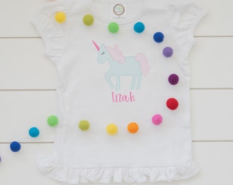 Girls Unicorn Shirt // Embroidered Unicorn Bodysuit