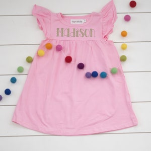 Girl's Embroidered Name Dress // Girl's Personalized Dress