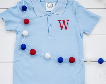 Boy’s Patriotic Polo // Light Blue Monogram Polo