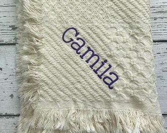 Monogrammed Throw // Embroidered Throw