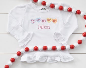 Girl's Valentine's Shirt // Girl's Conversation Hearts Shirt