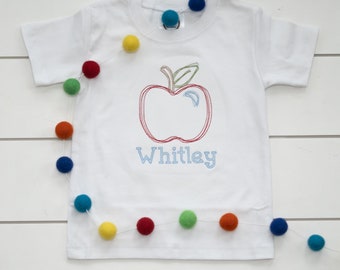 Back to School Apple Shirt  // Embroidered Apple Shirt