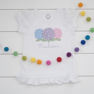 Girls Hydrangea Shirt // Embroidered Hydrangea Bodysuit