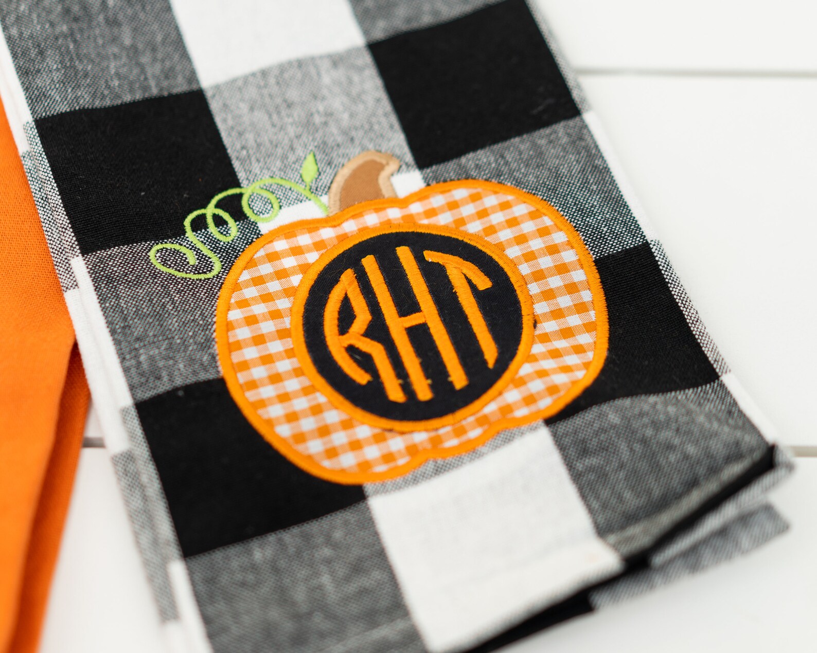 Pumpkin Hand Towel Set // Monogram Fall Towel Set Etsy