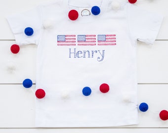 American Flag Bodysuit // Embroidered 4th of July Shirt