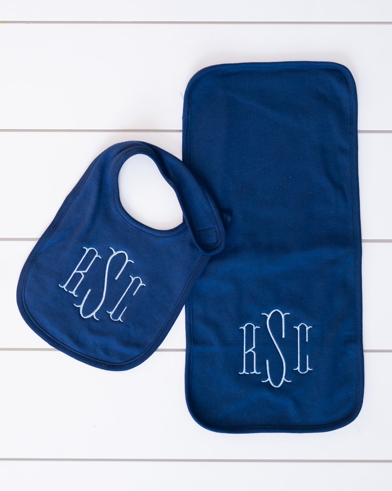 Monogram Bib & Burp Cloth // Baby Bib and Burp Cloth Set Etsy