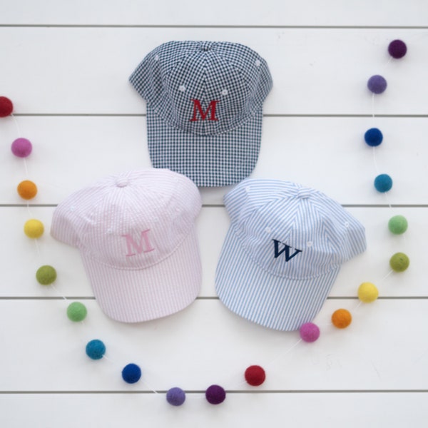 Monogram Seersucker Hat // Toddler Monogram Hat