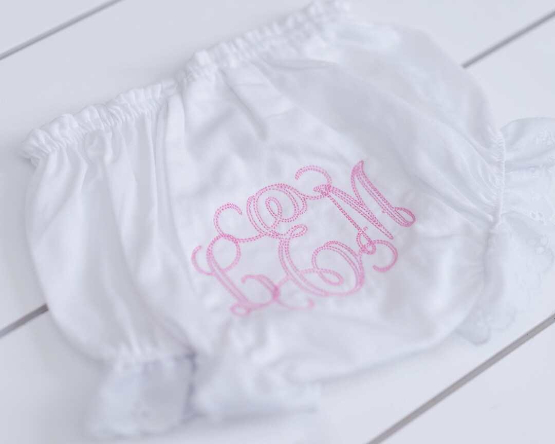 Monogrammed Bloomers // Baby Girl White Bloomers Etsy