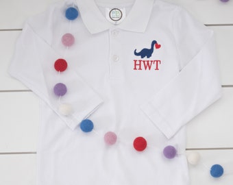 Boy’s Valentines Day Dinosaur Polo // Valentines Dinosaur Shirt