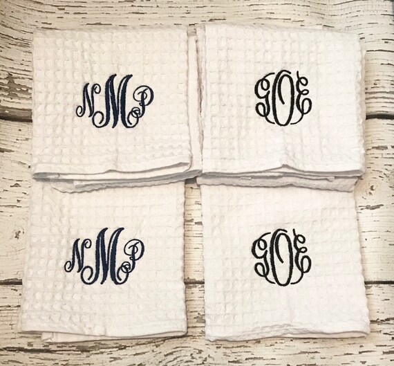 Monogrammed Kitchen Towels Personalized Kitchen Towel Set Etsy