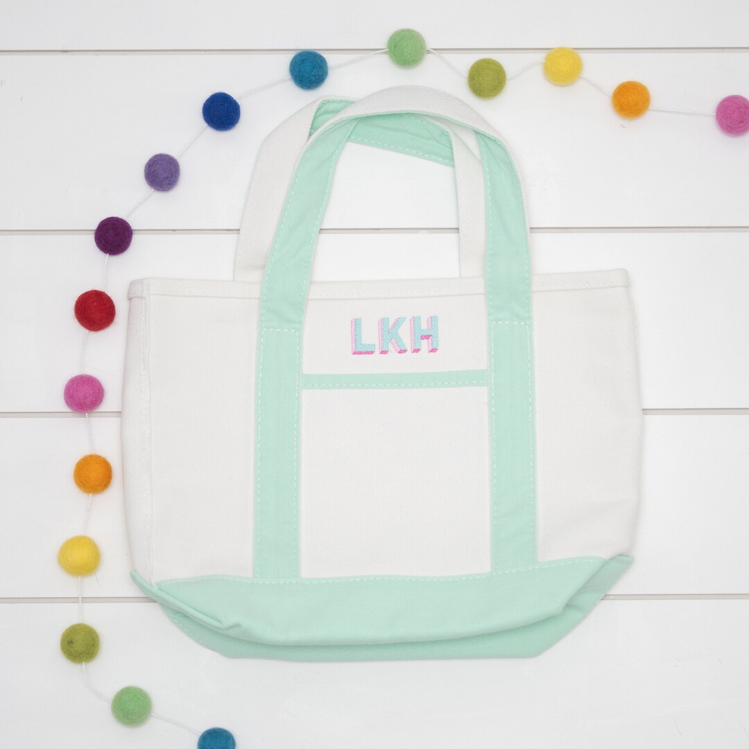 Monogrammed Mini Canvas Tote Bag, Personalized Kids Tote - Etsy