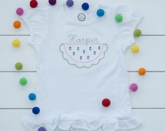 Girls Watermelon Shirt // Embroidered Watermelon Bodysuit