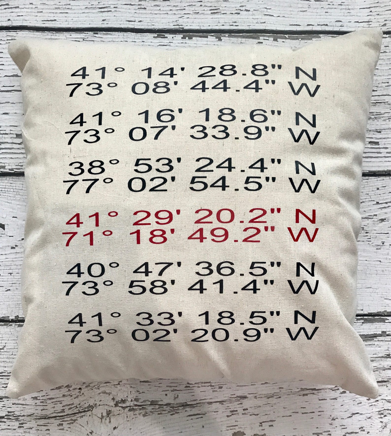 Coordinate Pillow // Custom Latitude and Longitude Pillow Etsy