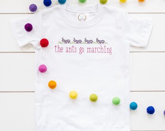 Ants Go Marching Shirt // Embroidered Toddler Shirt