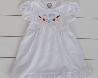 Girl's Back to School Dress // Girl's Embroidered School Shirt