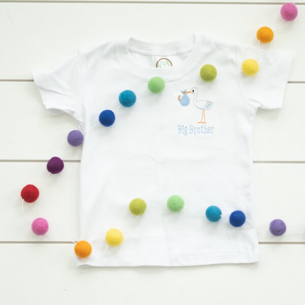 Embroidered Big Brother Shirt: Stork Baby Announcement