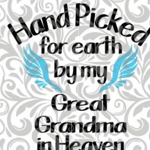 La mano ha selezionato per la terra di grande nonna, SVG, EPS tagliare File cielo, nonna, nonna, Nana, Ali, benedizioni, bambino, nascita
