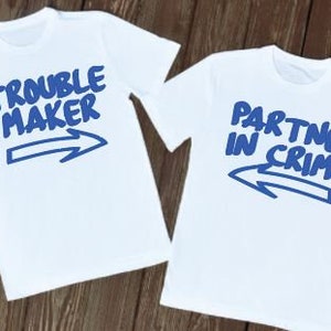 Trouble Maker, Partner in Crime, Twin Shirts, Paare Shirts, BFF Best Friends Shirts, SVG, DXF, Plotterdatei Silhouette, cricut, pdf