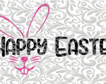 Happy Easter, Bunny,  SVG, DXF, EPS  Cut FIle