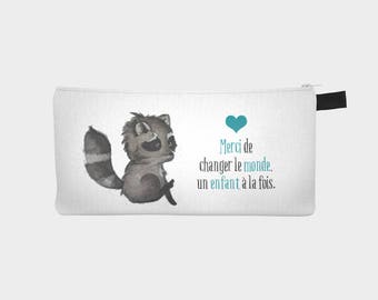 Treasure chest pencil or makeup case "Little raccoon"