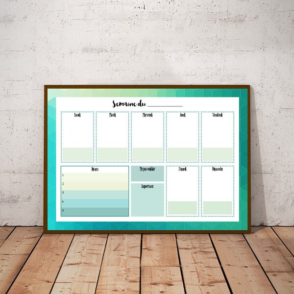 Printable monthly and weekly calendar