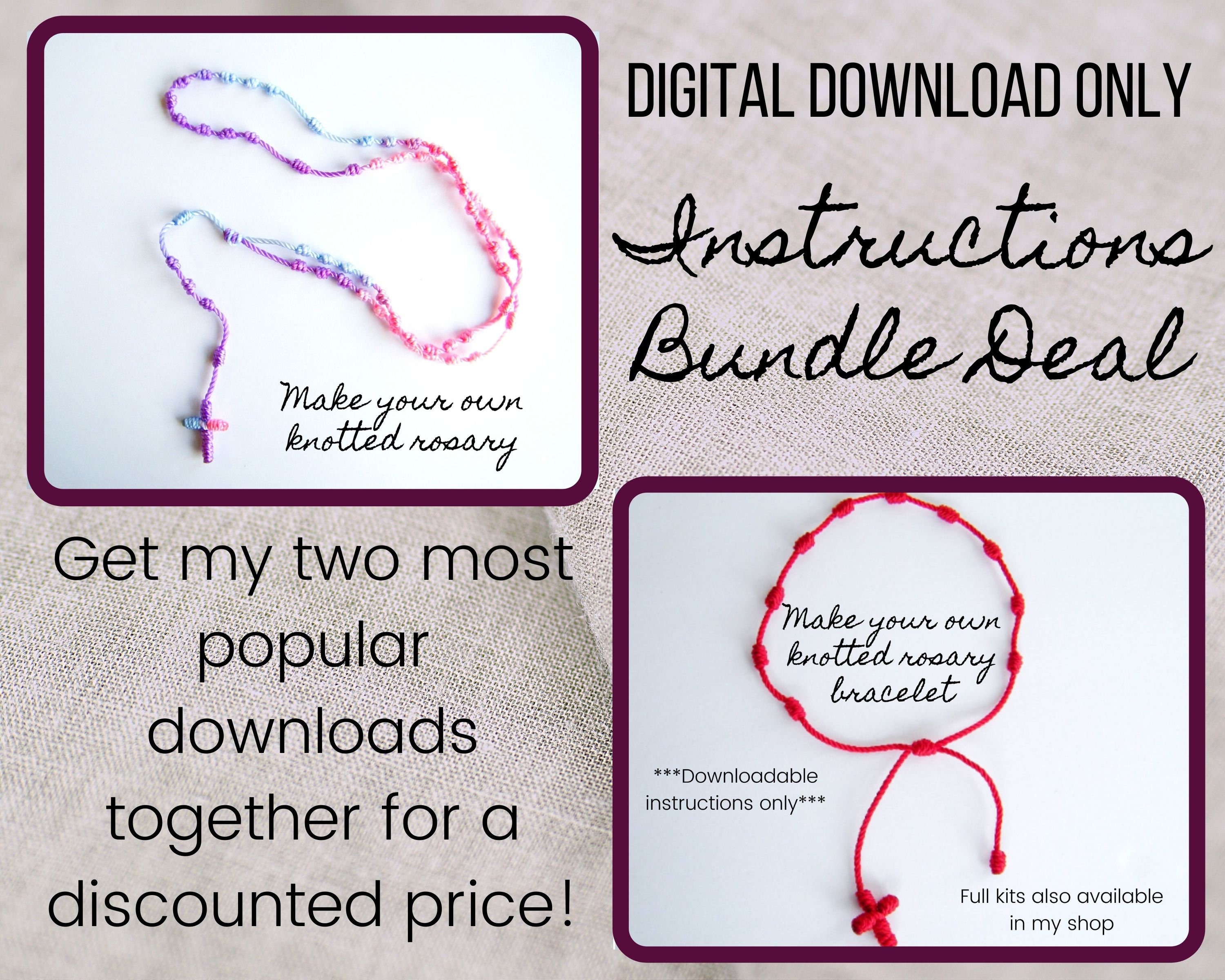 INSTRUCTIONS ONLY Digital Bundle - Knotted Rosary Instructions PLUS Knotted  Rosary Bracelet Instructions
