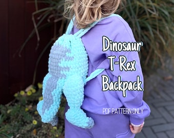 Crochet T-Rex Backpack Pattern: Low-Sew Dino Design (PDF Pattern)
