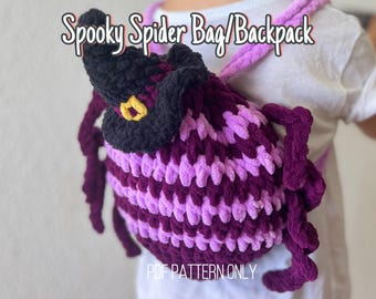 Crochet Spooky Spider Bag Pattern: Plush Halloween Backpack (PDF Pattern)