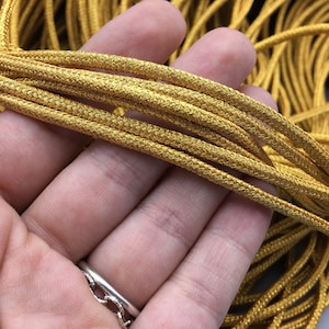 Shimmering Gold Rope: Versatile Cord for Jewelry, Bags, DIY Crafts - 3mm Metallic Cord for Macrame, Decor & Home Projects